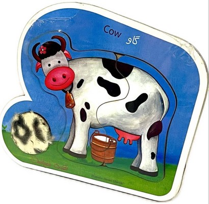 پازل چوبی دهکده دو تکه لمسی گاو - ک24